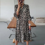 Midi-jurk met Dierenprint en Knoopsluiting - Dresses - Jurkjes.co