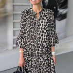 Midi-jurk met Dierenprint en Knoopsluiting - Dresses - Jurkjes.co