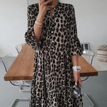 Midi-jurk met Dierenprint en Knoopsluiting - Dresses - Jurkjes.co