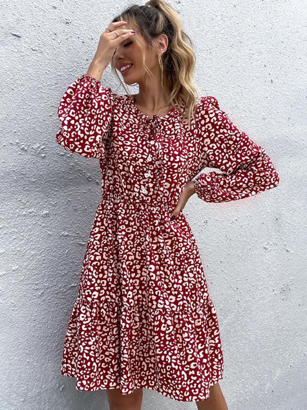 Midi Jurk met Dierenprint en Lange Mouwen - Group5 - Jurkjes.co