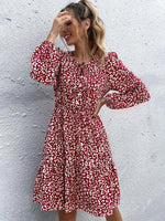 Midi Jurk met Dierenprint en Lange Mouwen - Group5 - Jurkjes.co