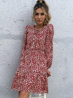 Midi Jurk met Dierenprint en Lange Mouwen - Group5 - Jurkjes.co