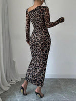 Midi Jurk met Dierenprint en Open Rug - Midi Dresses - Jurkjes.co