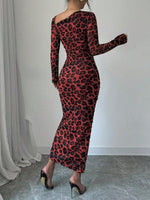 Midi Jurk met Dierenprint en Open Rug - Midi Dresses - Jurkjes.co