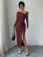 Midi Jurk met Dierenprint en Open Rug - Midi Dresses - Jurkjes.co