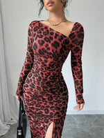 Midi Jurk met Dierenprint en Open Rug - Midi Dresses - Jurkjes.co