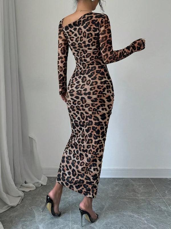 Midi Jurk met Dierenprint en Open Rug - Midi Dresses - Jurkjes.co