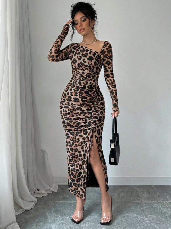 Midi Jurk met Dierenprint en Open Rug - Midi Dresses - Jurkjes.co