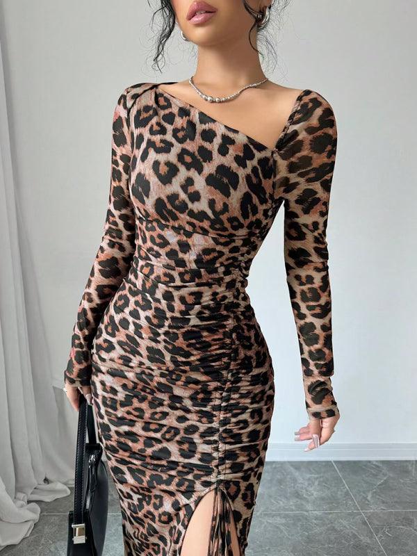 Midi Jurk met Dierenprint en Open Rug - Midi Dresses - Jurkjes.co