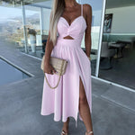 Midi-jurk met Drapeerdetails en Zijsplit - Women Summer Dress - Jurkjes.co