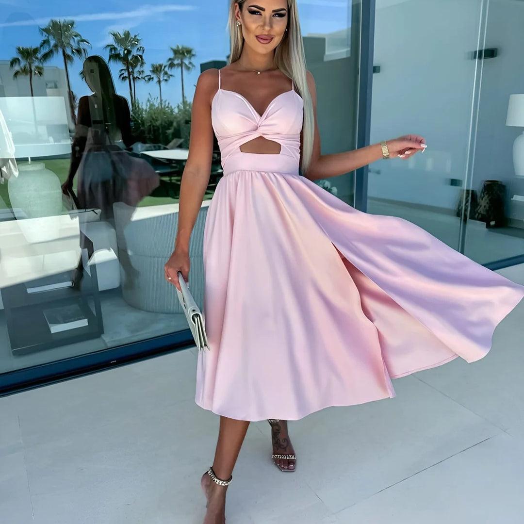 Midi-jurk met Drapeerdetails en Zijsplit - Women Summer Dress - Jurkjes.co