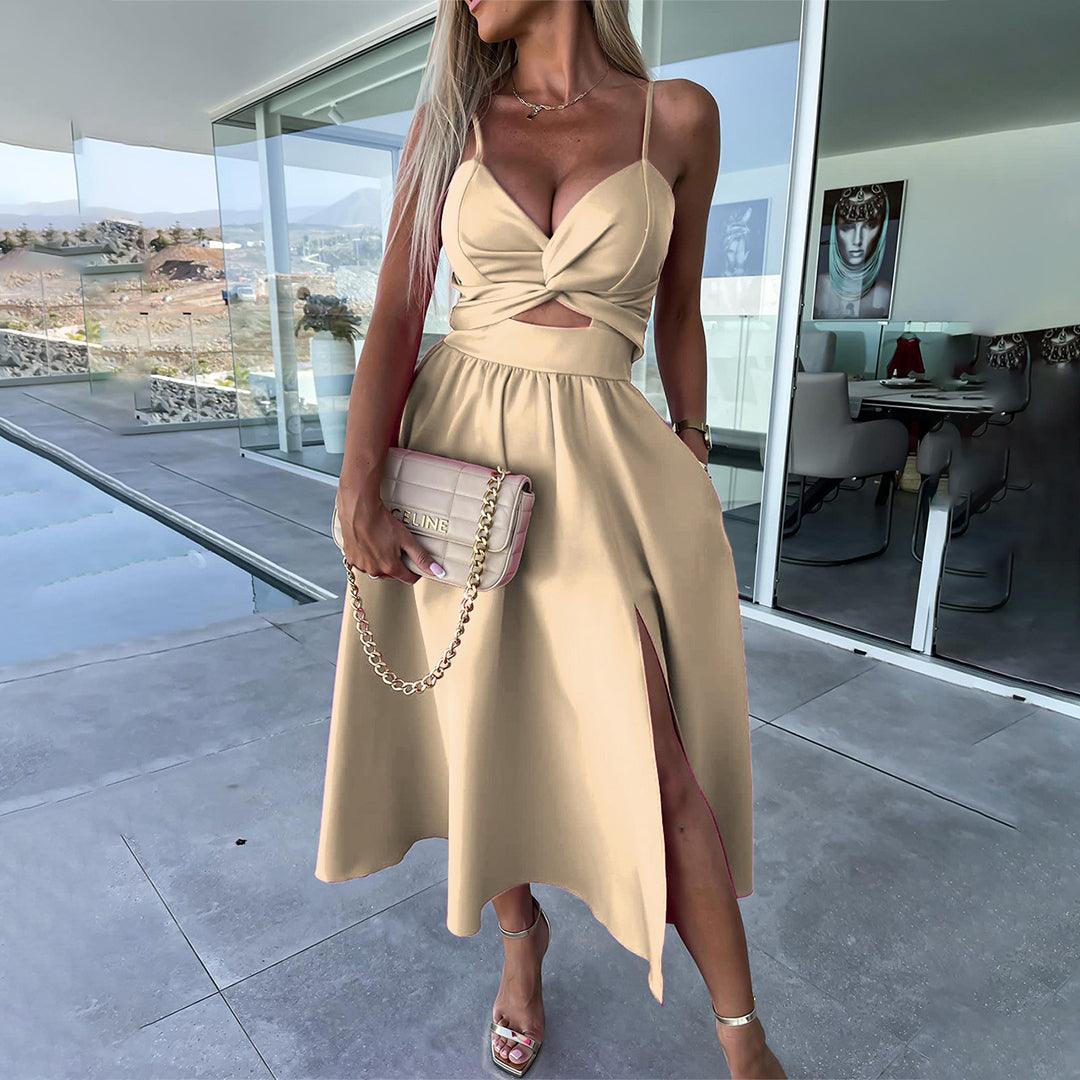 Midi-jurk met Drapeerdetails en Zijsplit - Women Summer Dress - Jurkjes.co