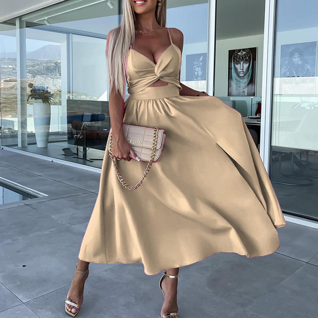 Midi-jurk met Drapeerdetails en Zijsplit - Women Summer Dress - Jurkjes.co