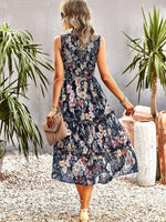 Midi Jurk met Elastische Top en Bloemenprint - Midi Dresses - Jurkjes.co