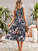 Midi Jurk met Elastische Top en Bloemenprint - Midi Dresses - Jurkjes.co