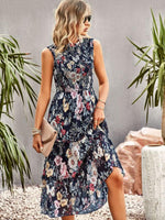 Midi Jurk met Elastische Top en Bloemenprint - Midi Dresses - Jurkjes.co