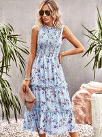Midi Jurk met Elastische Top en Bloemenprint - Midi Dresses - Jurkjes.co