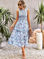 Midi Jurk met Elastische Top en Bloemenprint - Midi Dresses - Jurkjes.co