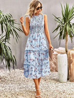 Midi Jurk met Elastische Top en Bloemenprint - Midi Dresses - Jurkjes.co