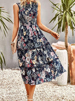 Midi Jurk met Elastische Top en Bloemenprint - Midi Dresses - Jurkjes.co