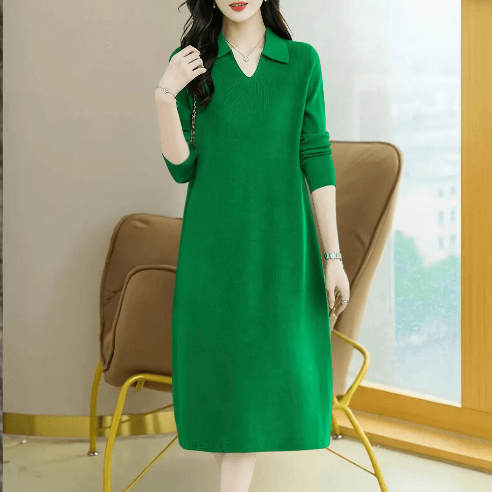 Midi-jurk met Elegante Kraag - Dresses - Jurkjes.co