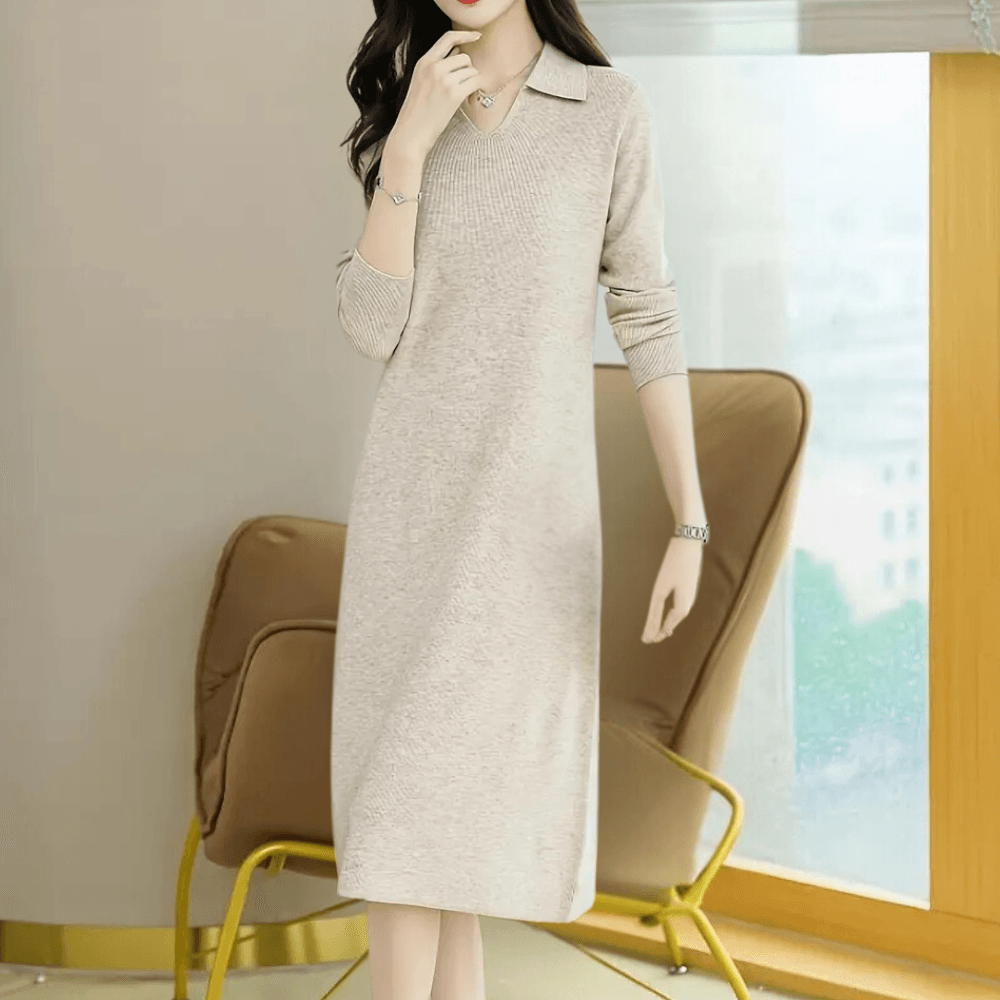 Midi-jurk met Elegante Kraag - Dresses - Jurkjes.co