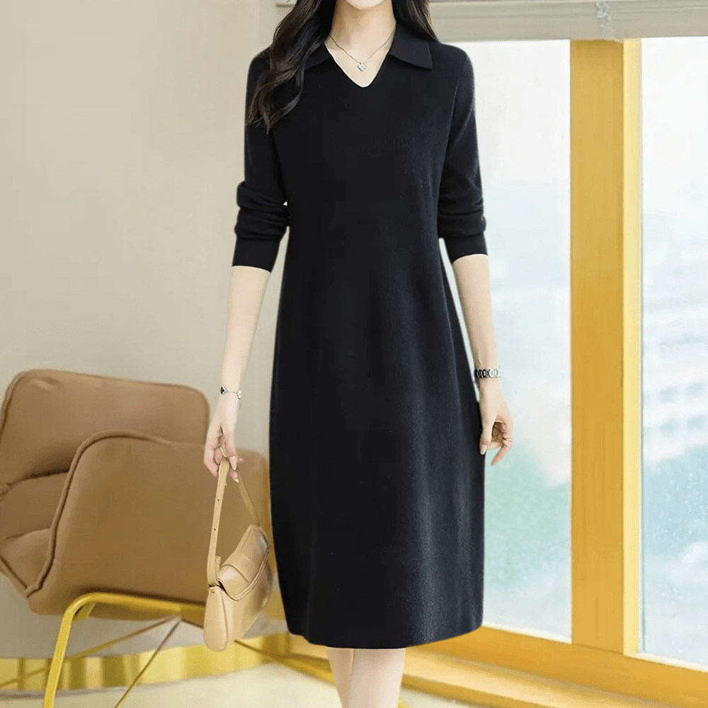 Midi-jurk met Elegante Kraag - Dresses - Jurkjes.co