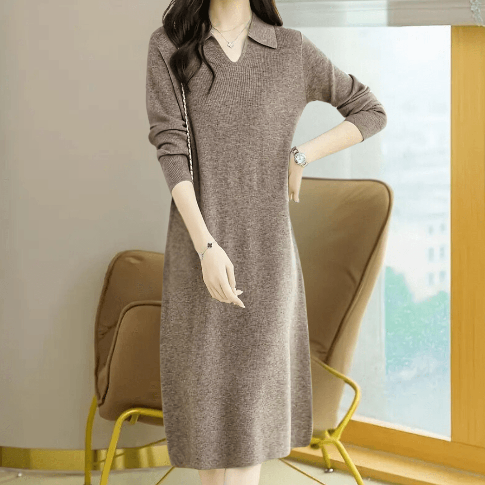 Midi-jurk met Elegante Kraag - Dresses - Jurkjes.co