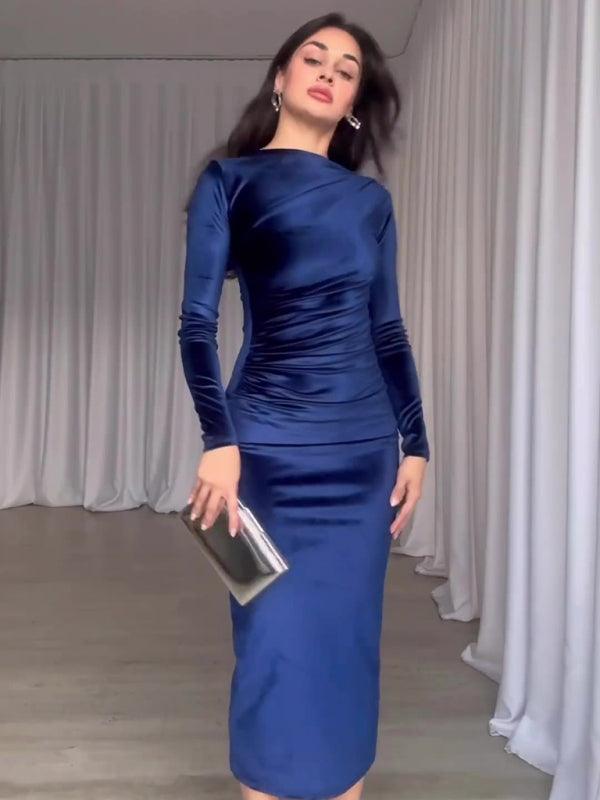 Midi Jurk met Elegante Plooien - Midi Dresses - Jurkjes.co