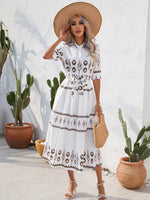 Midi Jurk met Etnische Print en Ceintuur - Midi Dresses - Jurkjes.co