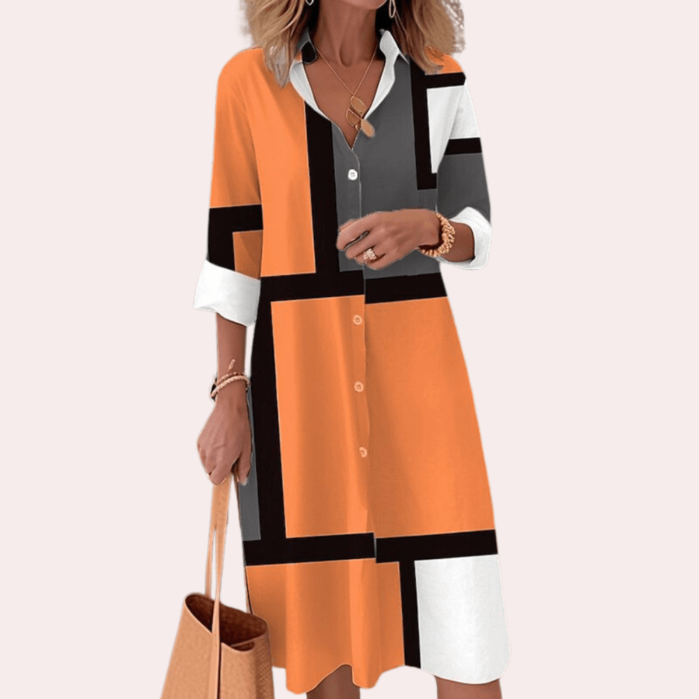 Midi Jurk met Geometrisch Ontwerp - Women Summer Dress - Jurkjes.co