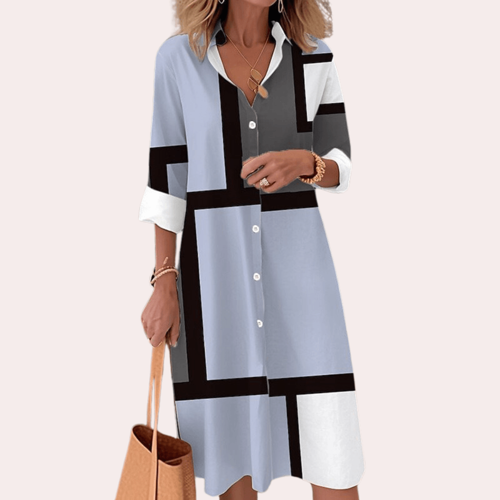 Midi Jurk met Geometrisch Ontwerp - Women Summer Dress - Jurkjes.co