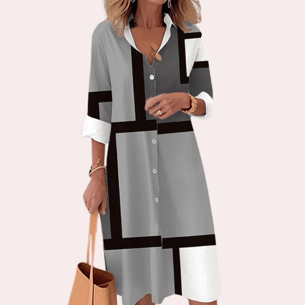 Midi Jurk met Geometrisch Ontwerp - Women Summer Dress - Jurkjes.co