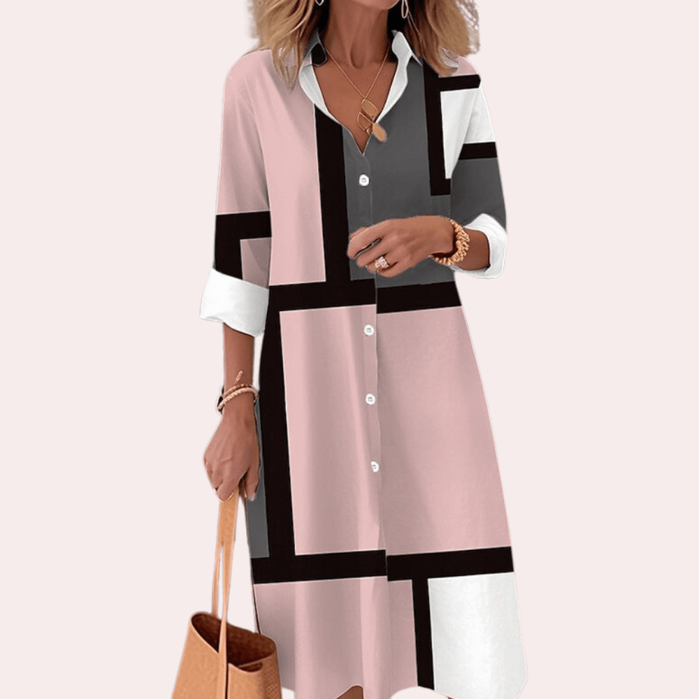Midi Jurk met Geometrisch Ontwerp - Women Summer Dress - Jurkjes.co