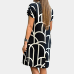 Midi-jurk met Geometrisch Patroon - CB - Dresses - Jurkjes.co