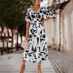 Midi Jurk met Geometrisch Patroon - Dresses - Jurkjes.co