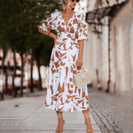 Midi Jurk met Geometrisch Patroon - Dresses - Jurkjes.co