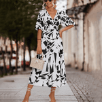 Midi Jurk met Geometrisch Patroon - Dresses - Jurkjes.co