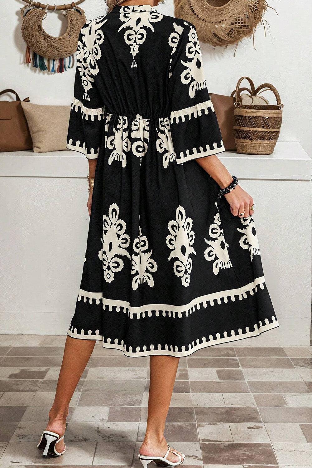 Midi Jurk met Geometrisch Patroon - Midi Dresses - Jurkjes.co