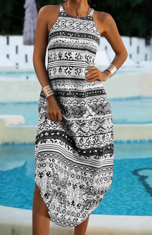 Midi Jurk met Geometrisch Patroon - Midi Dresses - Jurkjes.co