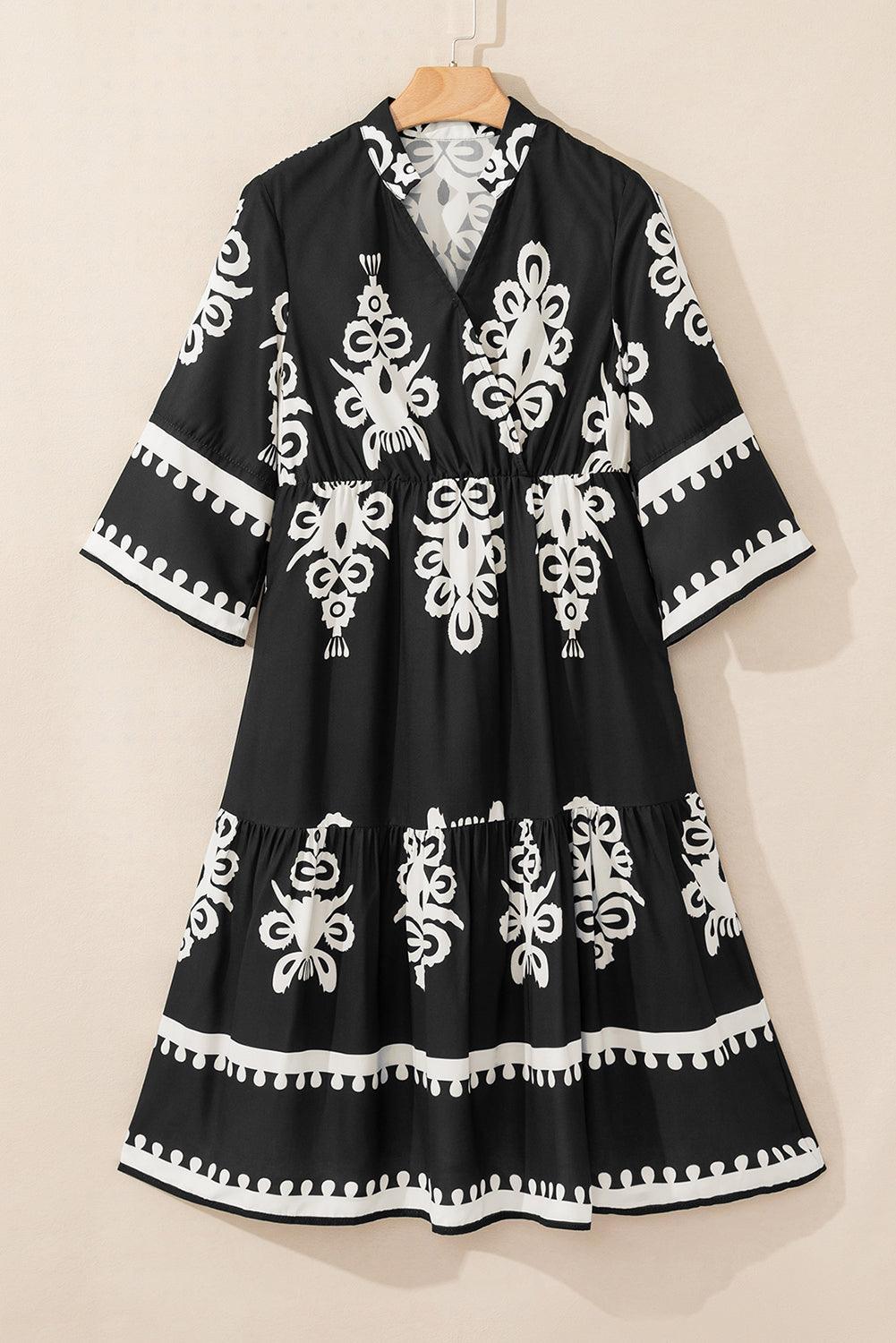 Midi Jurk met Geometrisch Patroon - Midi Dresses - Jurkjes.co