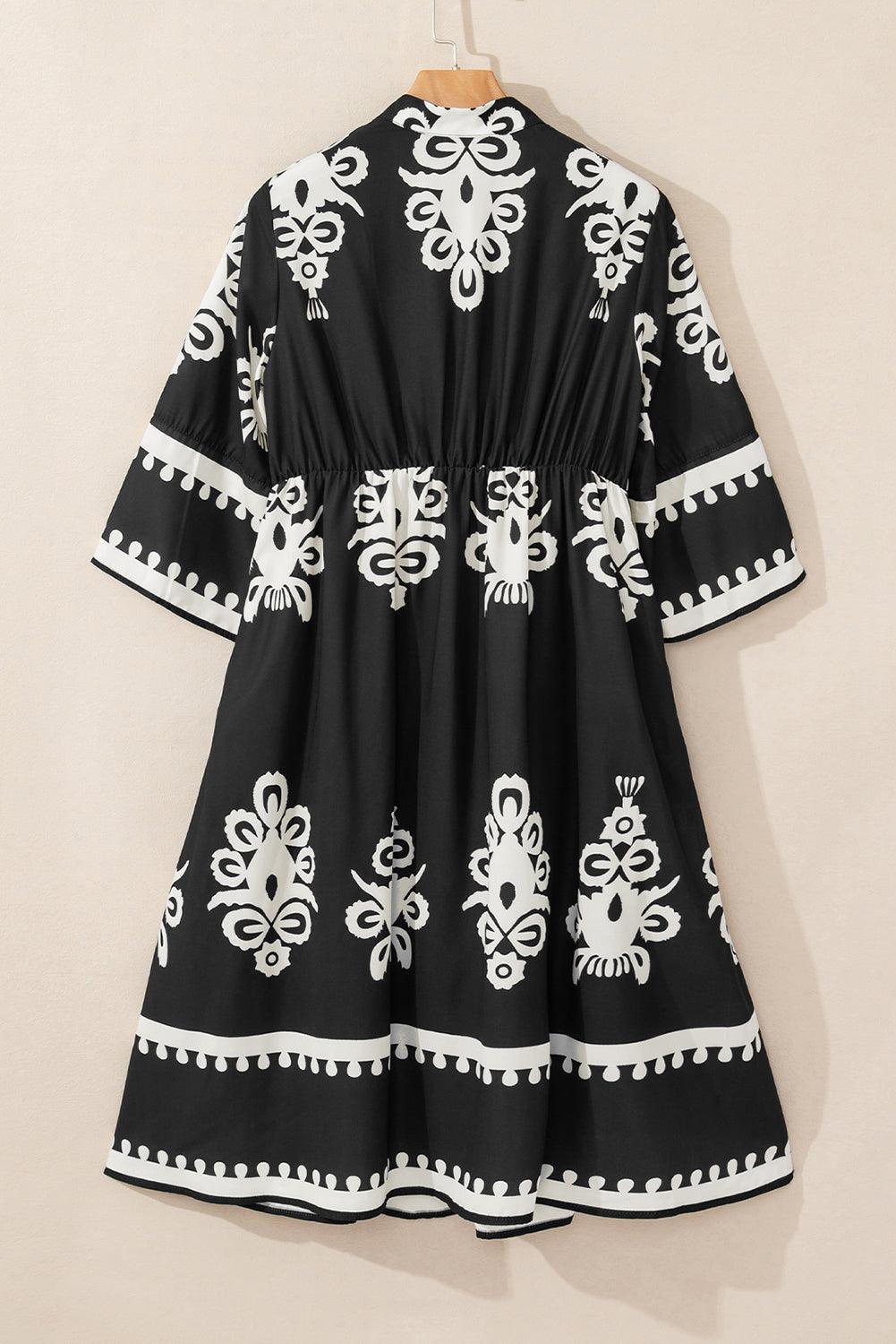 Midi Jurk met Geometrisch Patroon - Midi Dresses - Jurkjes.co