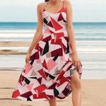 Midi Jurk met Geometrisch Patroon - Women Summer Dress - Jurkjes.co