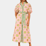 Midi Jurk met Geometrisch Patroon - Women Summer Dress - Jurkjes.co