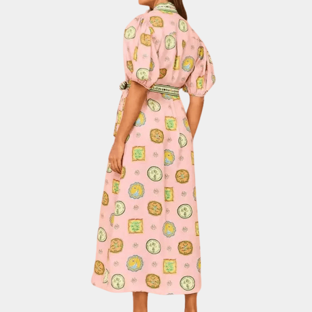 Midi Jurk met Geometrisch Patroon - Women Summer Dress - Jurkjes.co
