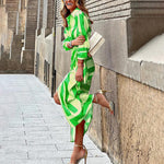 Midi Jurk met Gestreept Ontwerp - Women Summer Dress - Jurkjes.co