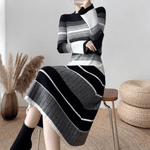 Midi-jurk met Gestreept Patroon - Women Winter Dress - Jurkjes.co