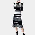 Midi-jurk met Gestreept Patroon - Women Winter Dress - Jurkjes.co