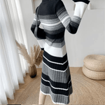 Midi-jurk met Gestreept Patroon - Women Winter Dress - Jurkjes.co