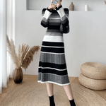 Midi-jurk met Gestreept Patroon - Women Winter Dress - Jurkjes.co